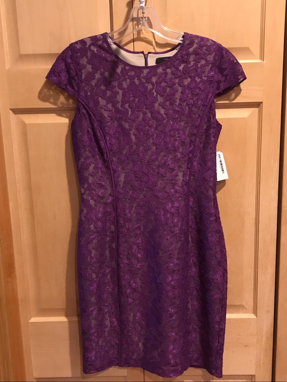 New Marc New York Purple Lace Cap-Sleeve Midi Dress
